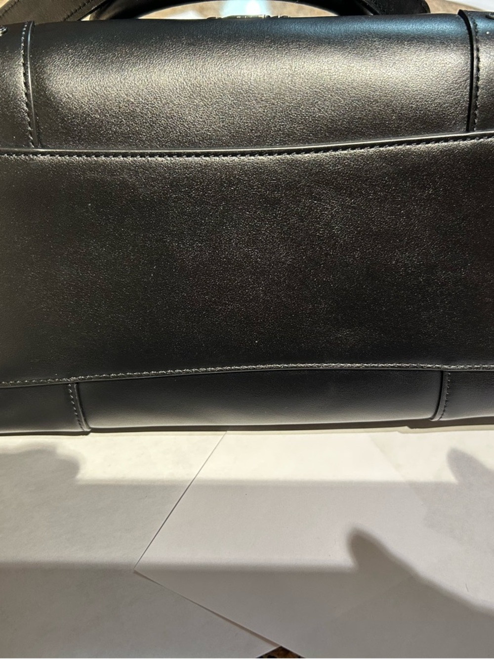 Coach Black Leather Coach Mercer 30 satchel with crossbody strap. - Picture 7 of 8